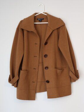 Vintage Jones New York Signature Tan Wool Coat Jacket Medium